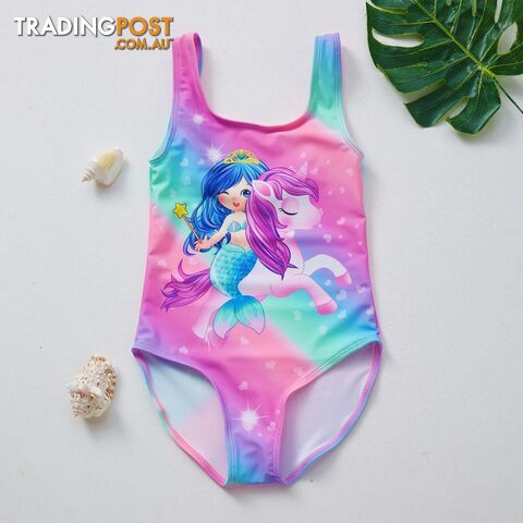 Afterpay Zippay rainbow / 6-7YGirls Swimwear one piece Girls swimsuit Kids Cartoon Swimming outfit Beach wear