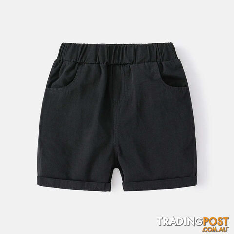 Afterpay Zippay Black / 4TCotton Linen Boys Shorts Toddler Kids Summer Knee Length Pants Children's Clothes