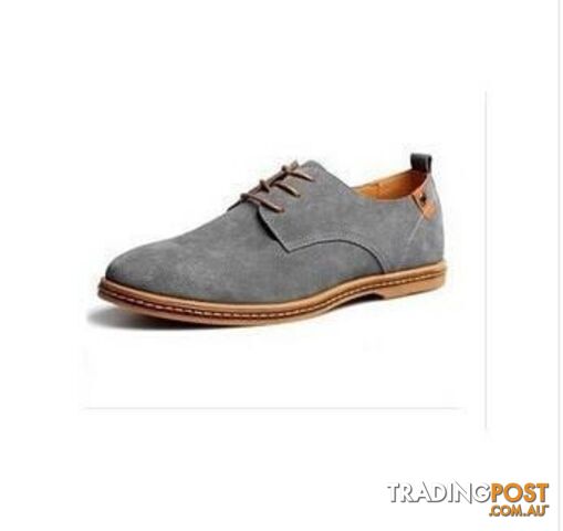  Gray / 8.5Men Flats shoes 38-48 Suede European style genuine leather Shoes Men's oxfords california casual Loafers