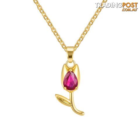 Afterpay Zippay PNB-223GR / Chain 40cmCharms Crystal Tulip Flower Pendant Necklace Minimalist Anniversary Girlfriend Women Female Gifts