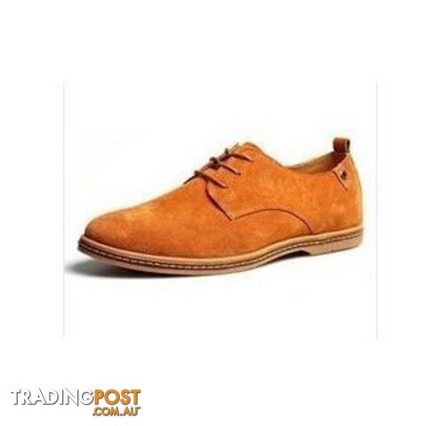  Orange / 6Men Flats shoes 38-48 Suede European style genuine leather Shoes Men's oxfords california casual Loafers