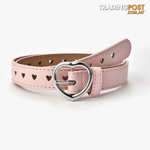 Afterpay Zippay pinkChildren Faux Leather Belt Kids Cute Peach Heart Buckle Belts For Girls Solid Waistband Love Heart Eyelet Grommet Waist Belt