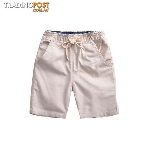  Beige / 4TBoys Summer Solid Flax Sport Shorts Kids Cotton Beach Shorts Children Casual Trouser Infantil , LC172