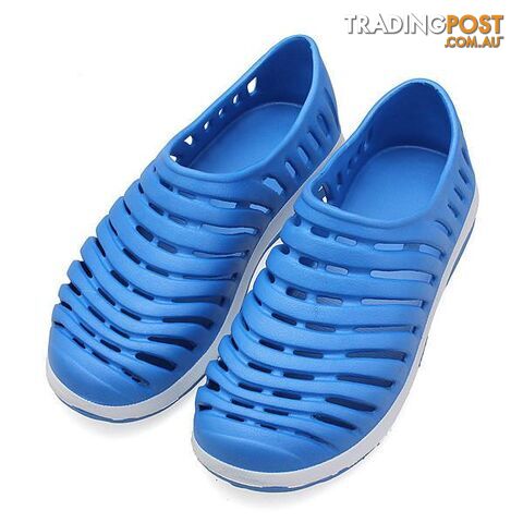  RoyalBlue / 8Garden Flat With Shoes Fashion Summer Mens Lightweight Hollow Slip On Breathable Bathroom Mules Clogs Sandal Slippers
