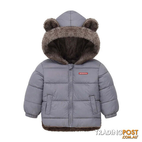 Afterpay Zippay Gray / 3T(Size 100)Baby Boys Girls Jacket Hooded Cotton Outerwear Children's Thick Fleece Coat Cashmere Padded Jackets Winter Boys Girls Warm Coats