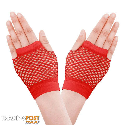 Afterpay Zippay RDColored Nylon Short Fingerless Fishnet Gloves Elastic Hollow Out Neon Mesh Wrist Gloves Mittens Halloween Costume Accessories