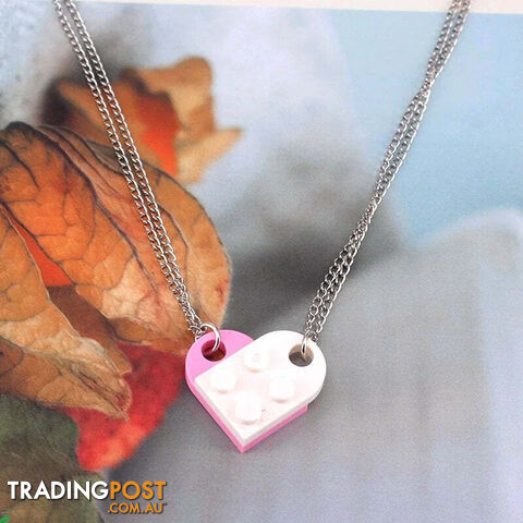 Afterpay Zippay 142pcs Punk Heart Brick Couples Love Necklaces for Women Men Lovers Friends Chains Necklaces Valentines Gift Jewelry