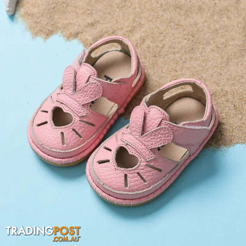 Afterpay Zippay Pink / 21 Inner 15.0 cmInfant Sandals Baby Girls Anti-collision Toddler Shoes Love Soft Bottom Genuine Leather Kids Children Beach Sandals