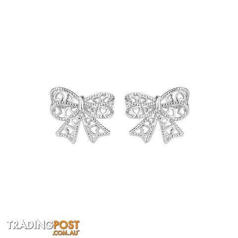 Afterpay Zippay style 5Silver Sweet Cute Bow Stud Earrings for Women Silver Color Simple Minimalist Ear Piercing Jewelry Gift