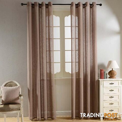  Brown / Custom made / 3 Rod PocketTop Finel Solid Faux Linen Sheer Curtains for Living Room Bedroom Yarn Curtains Tulle for Window Kitchen Home Voile Curtains