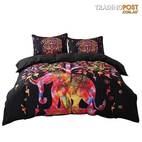  Bohemia Duvet Cover / QueenBlack Bedding Set Black and Red Boho Duvet Cover and Pillowcase Indian Style Print Exotic Bedclothes Multi Sizes