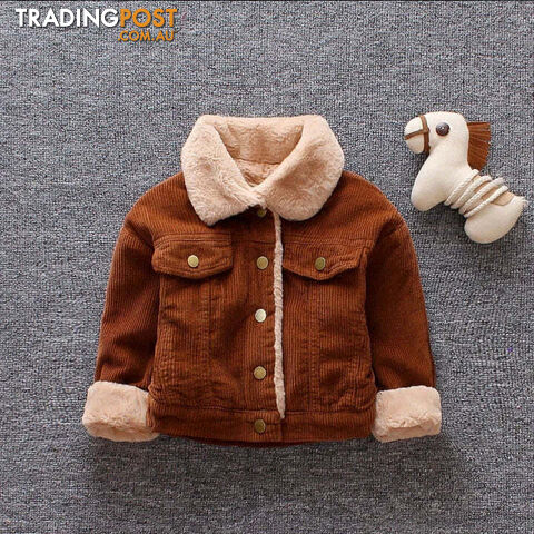  Brown / 12MBaby Girl Clothes Children Boys Thicken Warm Jacket Kids Coat Toddler Casual Cotton Costume Infant Sportswear