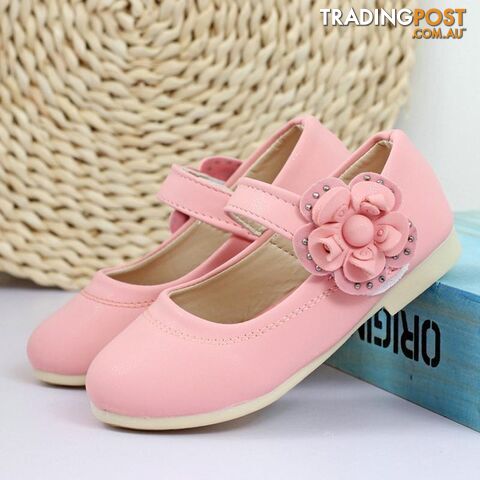  Pink / 4.5Princess Children Shoes Girls Leather Sneakers Kids Shoe Pink Rose Red White Size 26~36