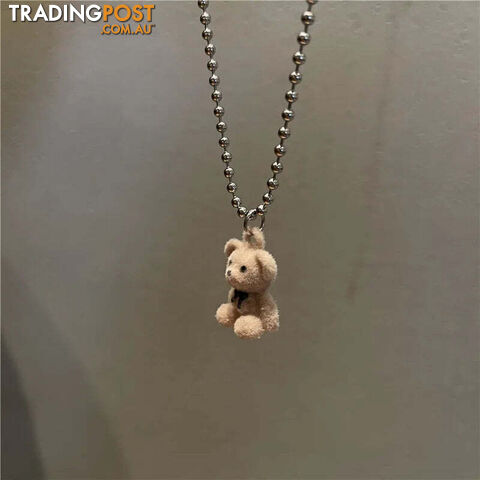 Afterpay Zippay KhakiTrendy Flocking Bear Pendant Necklaces For Women Men Couple Lovers Popular Animal Pendant Necklace Fashion Jewelry Gifts