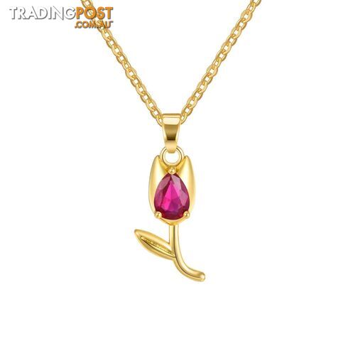 Afterpay Zippay PNB-223GR / Chain 35cmCharms Crystal Tulip Flower Pendant Necklace Minimalist Anniversary Girlfriend Women Female Gifts