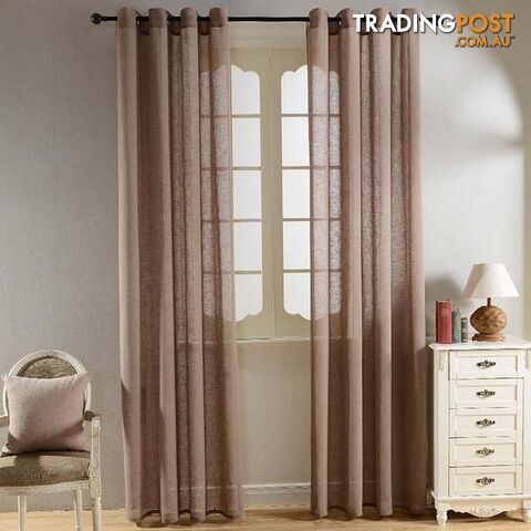  Brown / W500 x H250cm / 1 Tab TopTop Finel Solid Faux Linen Sheer Curtains for Living Room Bedroom Yarn Curtains Tulle for Window Kitchen Home Voile Curtains