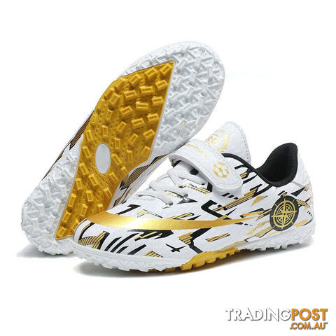 Afterpay Zippay White Gold D / 28Soccer Shoes Kids Football Shoes TF/FG Cleats Grass Training Sport Footwear Trend Sneaker