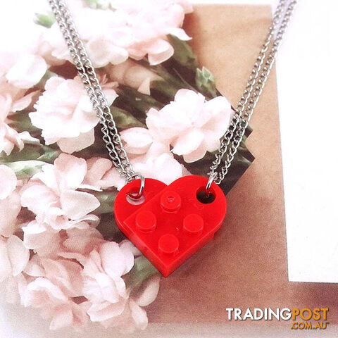 Afterpay Zippay 12pcs Punk Heart Brick Couples Love Necklaces for Women Men Lovers Friends Chains Necklaces Valentines Gift Jewelry