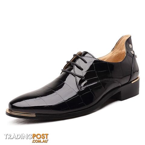  Black / 9.5Fashion Men Leather Shoes Oxfords Spring/Autumn Men Casual Flat Patent Leather Oxford Shoes For Men Pointed Toe BRM-424