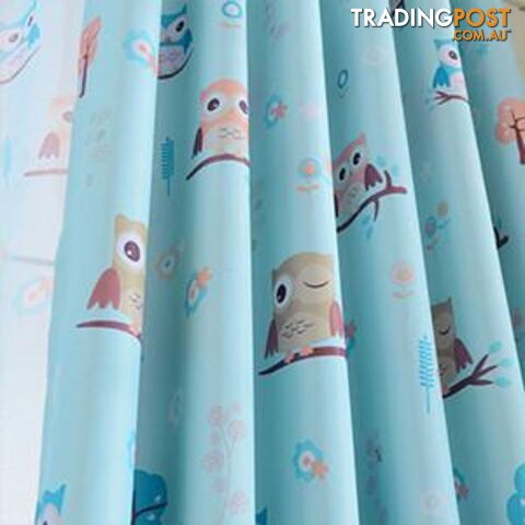  Blue curtain / W400cm x L270cm / 1 Tab Top2015 cartoon owl shade blinds finished window blackout curtains for children kids bedroom windows treatments fabric
