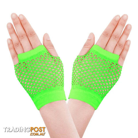 Afterpay Zippay GRColored Nylon Short Fingerless Fishnet Gloves Elastic Hollow Out Neon Mesh Wrist Gloves Mittens Halloween Costume Accessories