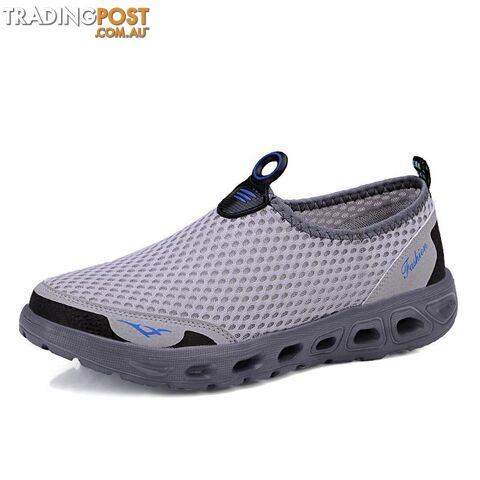  light grey / 7.5Casual Shoes Men Mesh Summer Style Solid Man Flats Loafers Breathable Slip-on Water Shoes Size Plus 39-45 XMR1619