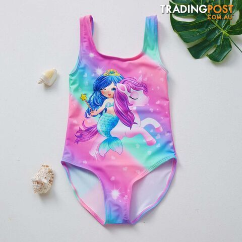 Afterpay Zippay rainbow / 4-5YGirls Swimwear one piece Girls swimsuit Kids Cartoon Swimming outfit Beach wear