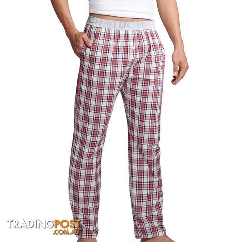  WHITE / LMen's Sleep Bottoms Pajama Pants Men Underwear Trousers Plaid Mens Lounge Pants