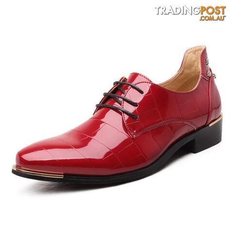  Red / 8Fashion Men Leather Shoes Oxfords Spring/Autumn Men Casual Flat Patent Leather Oxford Shoes For Men Pointed Toe BRM-424