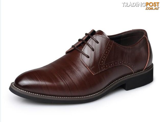  Brown / 9.5Men's Real Cowhide Leather Oxford Shoes Comfortable Insole Lacing Business Dress Shoes Man Wedding High Quality Shoes