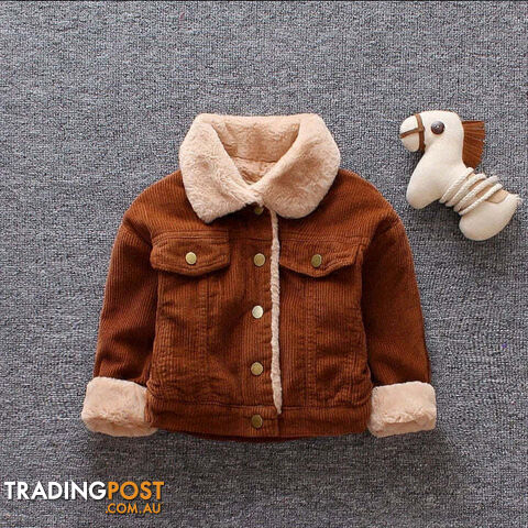  Brown / 4TBaby Girl Clothes Children Boys Thicken Warm Jacket Kids Coat Toddler Casual Cotton Costume Infant Sportswear