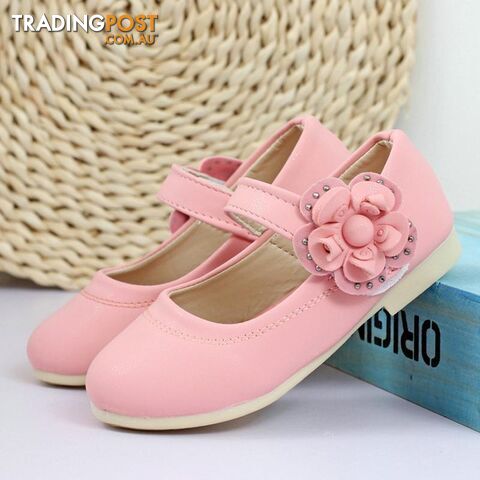  Pink / 3.5Princess Children Shoes Girls Leather Sneakers Kids Shoe Pink Rose Red White Size 26~36
