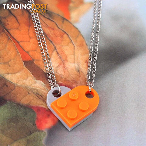  102pcs Punk Heart Brick Couples Love Necklaces for Women Men Lovers Friends Chains Necklaces Valentines Gift Jewelry