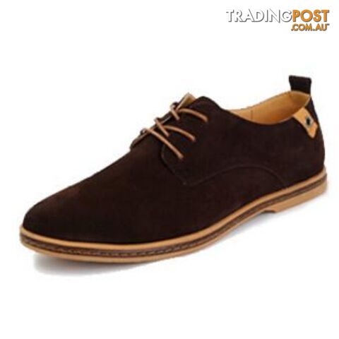  Brown / 10Plus Size Fashion Suede Genuine Leather Flat Men Casual Oxford Shoes Low Men Leather Shoes #K01