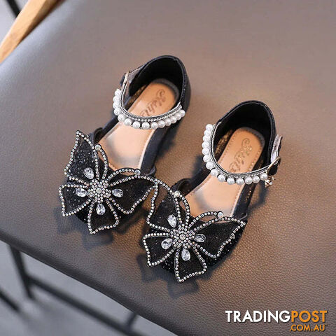 Afterpay Zippay SHS104Black / CN 22 insole 13.8cmSummer Girls Sandals Fashion Sequins Rhinestone Bow Girls Princess Shoes Baby Girl Shoes Flat Heel Sandals