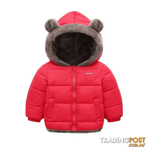 Afterpay Zippay Red / 4T(Size 110)Baby Boys Girls Jacket Hooded Cotton Outerwear Children's Thick Fleece Coat Cashmere Padded Jackets Winter Boys Girls Warm Coats