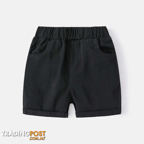 Afterpay Zippay Black / 2TCotton Linen Boys Shorts Toddler Kids Summer Knee Length Pants Children's Clothes