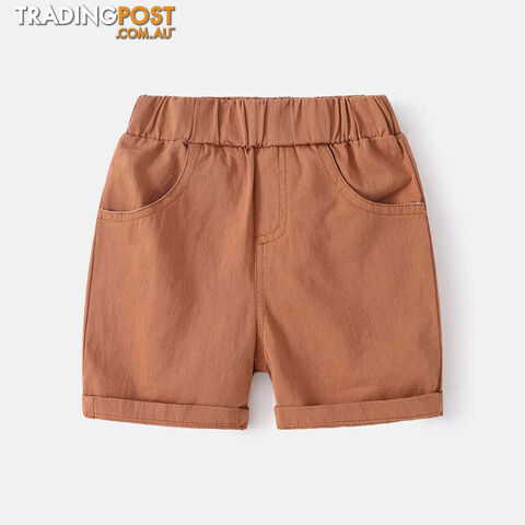  Coffee / 3TCotton Linen Boys Shorts Toddler Kids Summer Knee Length Pants Children's Clothes