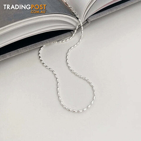 Afterpay Zippay platinum / 45cmSterling Silver Necklace Simple Geometric Beads Choker Shiny Delicate Collarbone Chain For Women's Fashion Jeweller
