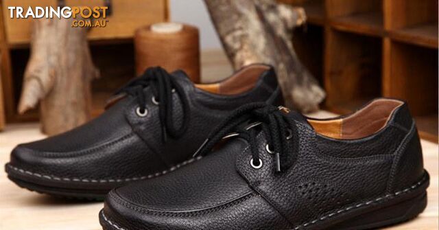  Black with lace / 7Men Casual Shoes men's leather shoes flats soft comfortable Fashion British Style Shoes 8A106
