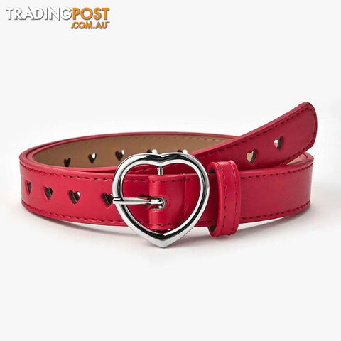  redChildren Faux Leather Belt Kids Cute Peach Heart Buckle Belts For Girls Solid Waistband Love Heart Eyelet Grommet Waist Belt
