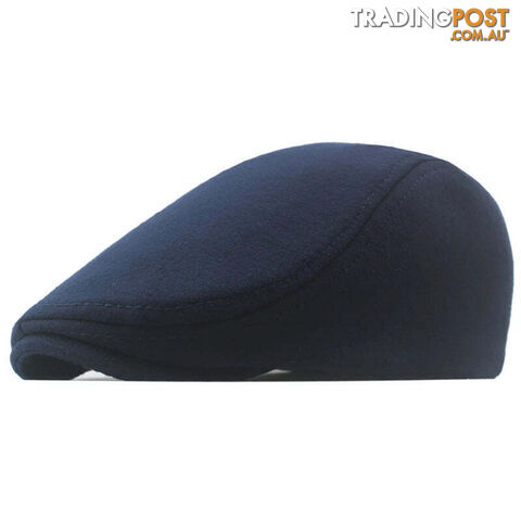 Afterpay Zippay navy blueCotton Newsboy Caps Autumn Winter Beret Male Horn Retro Solid Peaked Cap Forward Hat For Men Protection Elasticity Peaky Blinder