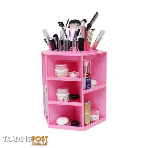  PinkFashion 360-degree Rotating Makeup Organizer Box Brush Holder Jewelry Organizer Case Jewelry Makeup Cosmetic Storage Box