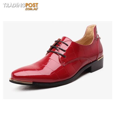 Afterpay Zippay Red / 7trend men rivets oxfords Fashion lace up pointed toe patent leather shoes Casual rubber men shoes Z262