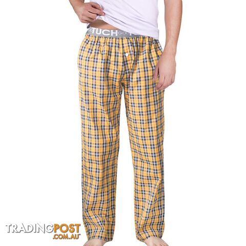  YELLOW / XLMen's Sleep Bottoms Pajama Pants Men Underwear Trousers Plaid Mens Lounge Pants