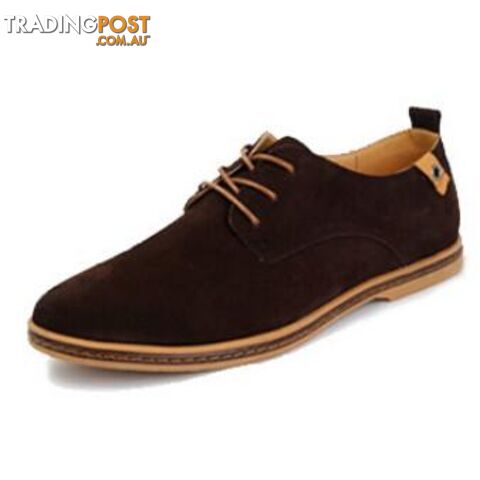  Brown / 11Plus Size Fashion Suede Genuine Leather Flat Men Casual Oxford Shoes Low Men Leather Shoes #K01