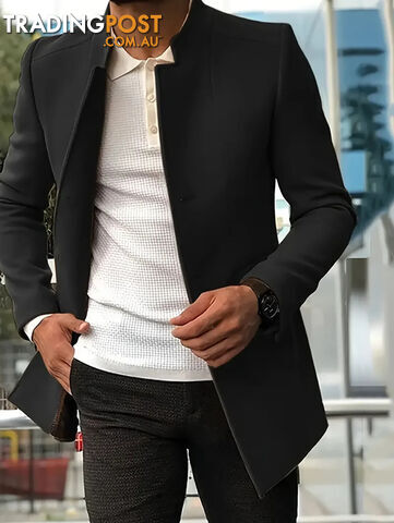 Afterpay Zippay Black / XXLMen's casual suits solid color slim woolen coats men's clothing