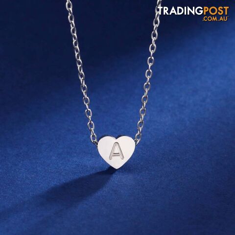Afterpay Zippay Steel Color / 45-50cm / BStainless Steel Initial Letter Heart Pendant Necklaces for Women Choker Chain Jewelry Birthday Mother's Day