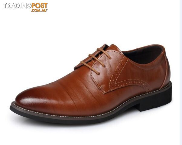  light brown / 10Men's Real Cowhide Leather Oxford Shoes Comfortable Insole Lacing Business Dress Shoes Man Wedding High Quality Shoes