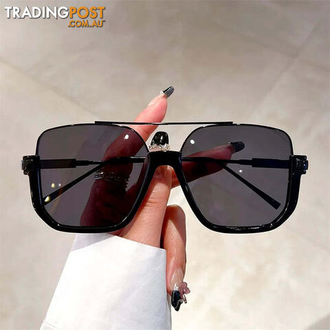 Afterpay Zippay Black-BlackVintage Oversized Sunglasses Fashion Men Women Square Shades Eyewear Trendy Ins Popular Brand Design UV400 Sun Glasses